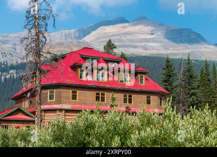 NUM Ti Jah Lodge am Bow Lake, Banff National Park, Kanada. Stockfoto