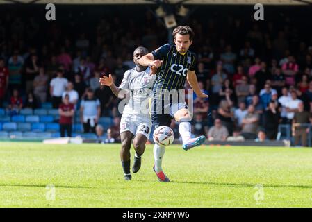 Southend Utd gegen York City 2024-25 in der Roots Hall. Das erste Spiel unter neuer COSU-Eigentümerschaft. Jack Bridge of Southend United Stockfoto