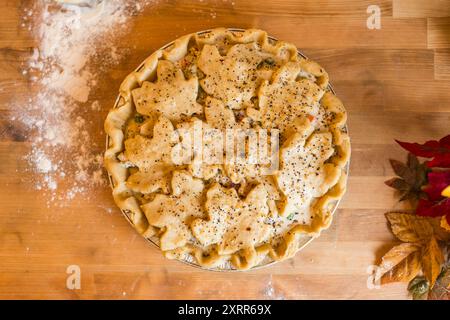 Handgemachte Chicken Pot Pie bereit zum Backen Stockfoto