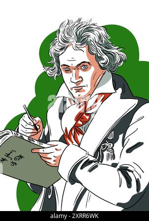 Porträt von Ludwig van Beethoven, dem berühmten französischen Musikkomponisten Stockfoto