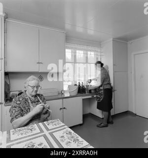 Aktuell 1-8-1968: Siljanbygda mit Hut in der Hand. Landbesitzer Gerhard Aage Treschow, Larvik, Eigentümer ca. 90 Prozent der Gemeinde Siljan in Telemark. Er entzieht jedes Jahr riesige Geldbeträge aus Siljans großen Wäldern, hat aber in den letzten fünf Jahren keinen Cent Einkommensteuer an dieselbe Gemeinde gezahlt. Und die Steuerregeln sind schuld. Zum ersten Mal erhielt Siljan 100.000 NOK vom Steuerausgleichsfonds. Der Pächter Håkon Helgerød in Grorud im hohen Norden Siljans ist im Wald, während seine Mutter und Frau mit Weihnachtsvorbereitungen beschäftigt sind. Inge Grindlia mit ihr Stockfoto