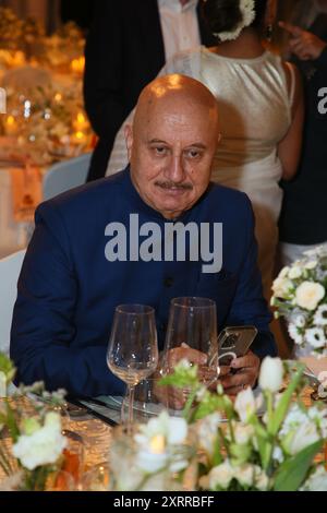 Neu-Delhi, Indien. August 2024. NEW DELHI, INDIEN - 28. JULI: (ANMERKUNG DER REDAKTION: Dies ist ein exklusives Bild der Hindustan Times/SIPA USA) Bollywood-Schauspieler Anupam Kher während der HT City Legends 2024 Awards anlässlich seines 25. Geburtstages im Taj Palace, Chanakyapuri am 28. Juli 2024 in Neu-Delhi, Indien. Diese Sit-Down-Soiree war eine Hommage an Berühmtheiten aus verschiedenen Bereichen, die ihre Berufe unauslöschlich geprägt haben. (Foto: Manoj Verma/Hindustan Times/SIPA USA) Credit: SIPA USA/Alamy Live News Stockfoto