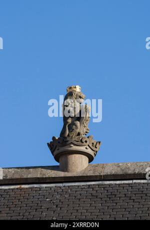 Löwenskulptur auf dem Dach der Großen Halle in Stirling Castle, Stirlingshire, Schottland Stockfoto