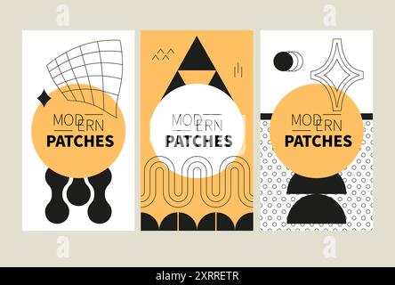 Geometrische Muster und Kurven – Satz von Illustrationen für Vektorvorlagen Stock Vektor