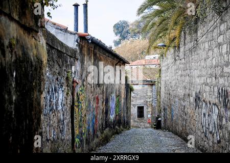 Das ehemals jüdische Viertel Sao Pedro de Miragaia der Stadt Porto mit ursprünglichen und malerischen Gassen und Hausfassaden Impressionen Porto *** das ehemalige jüdische Viertel von Sao Pedro de Miragaia in der Stadt Porto mit seinen originalen und malerischen Gassen und Hausfassaden Impressionen von Porto Stockfoto