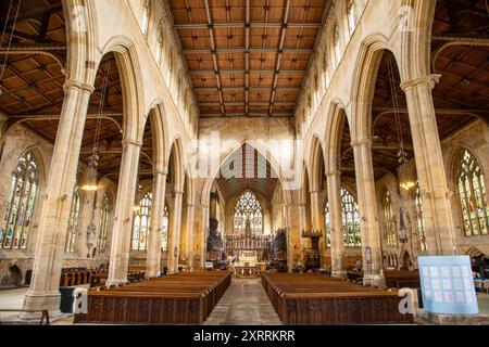 Das Innere der St Botolph's Church der anglikanischen Pfarrkirche von Boston, Lincolnshire, England. Stockfoto