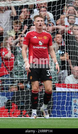 London, Großbritannien. August 2024. LONDON, ENGLAND – 10. AUGUST: Scott McTominay von Manchester United im Rahmen des FA Community Shield zwischen Manchester City und Manchester United im Wembley Stadium am 10. August 2024 in London. Quelle: Action Foto Sport/Alamy Live News Stockfoto