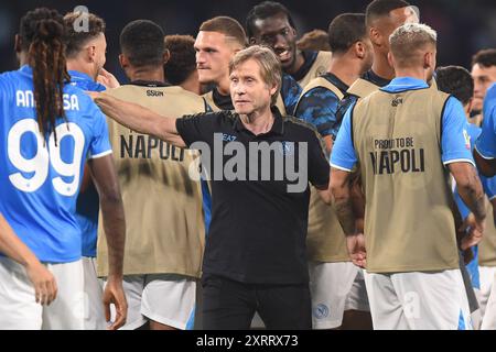 Neapel, Italien. August 2024. Gabriele Oriali Teammanager des SSC Napoli feierte am 10. August 2024 das Coppa Italia-Spiel zwischen SSC Napoli und Modena FC im Stadio Diego Armando Maradona Neapel Italien. Franco Romano/Alamy Live News Stockfoto