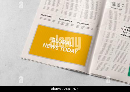 3D-Rendering von Zeitungswerbung Banner Mockup auf isoliertem Hintergrund Stockfoto