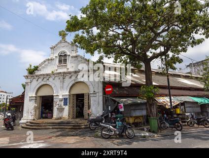 Altes koloniales Marktgebäude, Penang Island, George Town, Malaysia Stockfoto