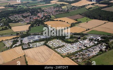 Luftaufnahme von Karawanen in einem Komplex Twixt South Cave & Ellerker, East Yorkshire. Möglicherweise im Besitz von Wandahome Ltd., einem Caravan-Händler. Stockfoto