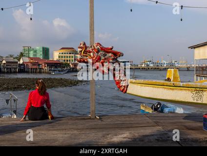 Drachenbogen in Chew Jetty, Penang Island, George Town, Malaysia Stockfoto