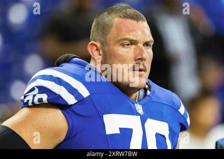 11. August 2024: Indianapolis Colts Center Ryan Kelly (78) während des Vorspiels gegen die Denver Broncos im Lucas Oil Stadium in Indianapolis, Indiana. John Mersits/CSM. (Bild: © John Mersits/Cal Sport Media) Stockfoto