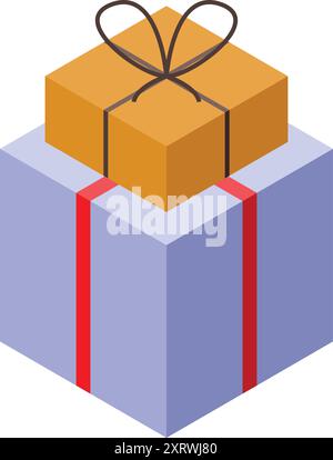 Zwei Geschenkboxen, eine übereinander, mit roten Bändern gebunden, symbolisieren einen besonderen Anlass Stock Vektor