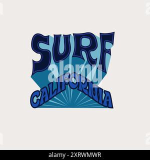 Surf california Retro Typografie Sommer Strand Grafik Design Stock Vektor