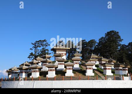 Malerischer Dochula Pass in Thimphu, Bhutan Stockfoto