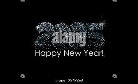 Happy New Year 2025 Textdesign. Handzeichnung. Nicht AI, Vektorillustrationen. Stock Vektor