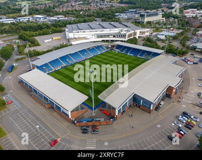 Allgemeine Luftaufnahme des SMH Group Stadions, Chesterfield im SMH Group Stadium, Chesterfield, England, Vereinigtes Königreich am 9. August 2024 Credit: Every Second Media/Alamy Live News Stockfoto