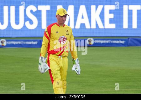 Birmingham, Großbritannien. August 2024. Tom Banton von Trent Rockets während des Hundred Women's Matches zwischen Birmingham Phoenix und Trent Rockets am 12. August 2024 auf dem Edgbaston Cricket Ground in Birmingham, England. Foto von Stuart Leggett. Nur redaktionelle Verwendung, Lizenz für kommerzielle Nutzung erforderlich. Keine Verwendung bei Wetten, Spielen oder Publikationen eines einzelnen Clubs/einer Liga/eines Spielers. Quelle: UK Sports Pics Ltd/Alamy Live News Stockfoto