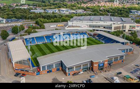 Allgemeine Luftaufnahme des SMH Group Stadions, Chesterfield im SMH Group Stadium, Chesterfield, England, Vereinigtes Königreich am 9. August 2024 Credit: Every Second Media/Alamy Live News Stockfoto