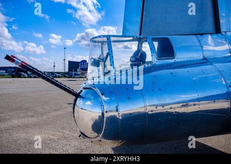 Boeing B-17 Flying Fortress Oldtimer Bomberflugzeug Heckturm, Maschinengewehre, Schütze, sentimentale Reise, restaurierte B17 USA Flugzeuge aus dem Zweiten Weltkrieg Stockfoto