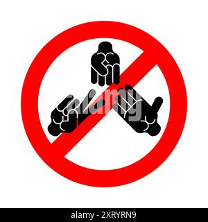 Stop Faust Spiel: Stein, Papierschere. Verbotsschild Rotes Verbotsschild Stock Vektor