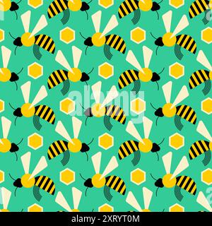 Nahtloses Bienenmuster. Insektenhonigbienenhintergrund. Textur für Babygewebe Stock Vektor