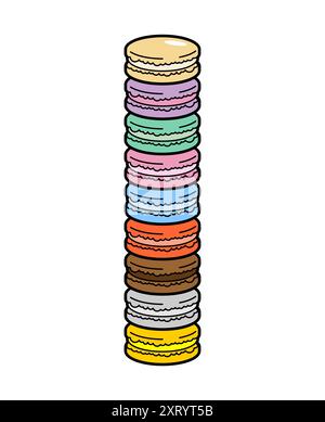 Macarons stapeln isoliert. Mehrfarbiges Dessert Stock Vektor