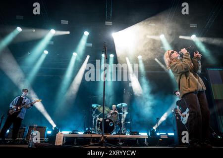 Roskilde, Dänemark. Juli 2024. Der amerikanische Sänger und Musiker Blondshell gibt ein Live-Konzert während des dänischen Musikfestivals Roskilde Festival 2024 in Roskilde. Stockfoto