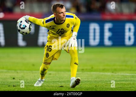 Barcelona, Spanien. August 2024. Koehn (AS Monaco) in Aktion während des Joan Gamper Trophy Fußballspiels zwischen dem FC Barcelona und AS Monaco im Lluis Companys Stadium in Barcelona, Spanien, am 12. August 2024. Foto: Siu Wu Credit: dpa/Alamy Live News Stockfoto