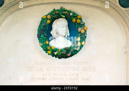 Statuenbüste von francois marie joseph im Château de La Rochefoucauld Rochefoucauld-en-Angoumois Stockfoto