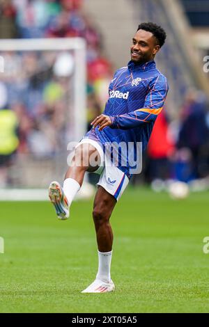 Edinburgh, Großbritannien. Juli 2024. Die Glasgow Rangers stürzten Danilo während des Freundschaftsspiels der Glasgow Rangers FC gegen Manchester United FC im Scottish Gas Murrayfield Stadium, Edinburgh, Schottland, Großbritannien am 20. Juli 2024 Credit: Every Second Media/Alamy Live News Stockfoto
