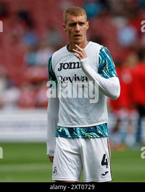 Middlesbrough, Großbritannien. Februar 2020. Jay Fulton von Swansea City während des Sky Bet Championship Matches zwischen Middlesbrough und Swansea City im Riverside Stadium, Middlesbrough am Samstag, den 10. August 2024. (Foto: MI News) Credit: MI News & Sport /Alamy Live News Stockfoto