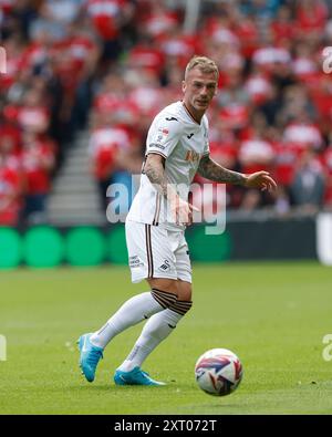 Middlesbrough, Großbritannien. Februar 2020. Josh Tymon von Swansea City während des Sky Bet Championship Matches zwischen Middlesbrough und Swansea City im Riverside Stadium, Middlesbrough am Samstag, den 10. August 2024. (Foto: MI News) Credit: MI News & Sport /Alamy Live News Stockfoto