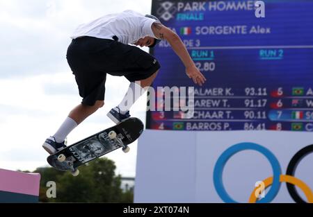 PARIS, FRANKREICH - 07. AUGUST: Alex Sorgente vom Team Italia tritt am 12. Tag der Olympischen Spiele 2024 am Place de la Concorde am 07. August 2024 in Paris an. © diebilderwelt / Alamy Stock Stockfoto