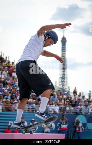 PARIS, FRANKREICH - 07. AUGUST: Alex Sorgente vom Team Italia tritt am 12. Tag der Olympischen Spiele 2024 am Place de la Concorde am 07. August 2024 in Paris an. © diebilderwelt / Alamy Stock Stockfoto