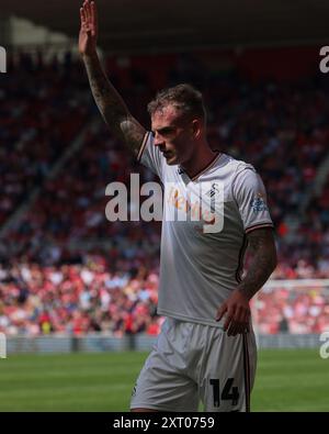 Middlesbrough, Großbritannien. Februar 2020. Josh Tymon von Swansea City während des Sky Bet Championship-Spiels zwischen Middlesbrough und Swansea City im Riverside Stadium, Middlesbrough am Samstag, den 10. August 2024. (Foto: MI News) Credit: MI News & Sport /Alamy Live News Stockfoto