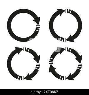 Kreisförmige Pfeilsymbole. Schwarze Rotationssymbole. Vektorformen. Stock Vektor