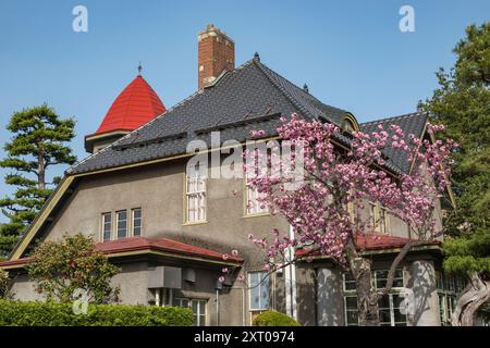 Burg und Gärten von Hirosaki während des Kirschblütenfestes 2024 Stockfoto