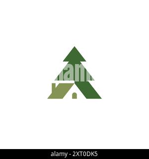 Pine Home Logo Vektor Design. Piniensymbol Stock Vektor