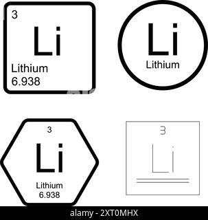 Lithiumchemisches Symbol periodische Illustrationen Stock Vektor