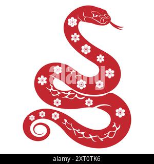 Jahr der Schlange. Symbol der Schlange mit Blumenmuster Stock Vektor
