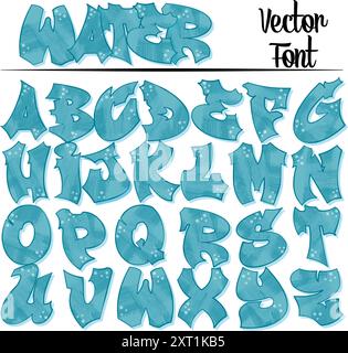 Graffiti-Stil, coole Street Art Schriftart, vollständig bearbeitbares Alphabet. Jeder Buchstabe ist getrennt, sodass Sie ihn einfach verschieben können, um eigene Wörter zu bilden. Hellblau Stock Vektor