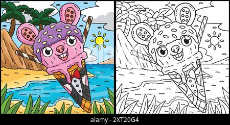 Illustration Der Seite „Eiscreme Kaninchen-Kegel“ Stock Vektor