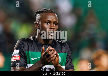 Lissabon, Portugal. August 2024. Geovany Quenda (Sporting CP) wurde während des Liga Portugal Spiel zwischen den Teams Sporting CP und Rio Ave FC bei Estadio Jose Alvalade gesehen. Sporting CP gewann 3-1 Credit: SOPA Images Limited/Alamy Live News Stockfoto