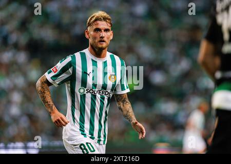 Lissabon, Portugal. August 2024. OLE Pohlmann (Rio Ave FC), der beim Spiel der Liga Portugal zwischen den Teams Sporting CP und Rio Ave FC bei Estadio Jose Alvalade im Endresultat zu sehen war. Sporting CP gewann 3-1 Credit: SOPA Images Limited/Alamy Live News Stockfoto