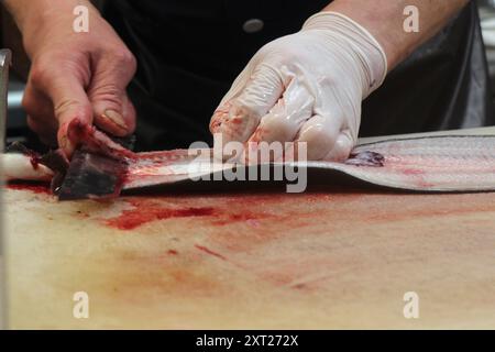 Kochszene mit japanischer Küche (Aal Bowl) in Tokio, Japan Stockfoto