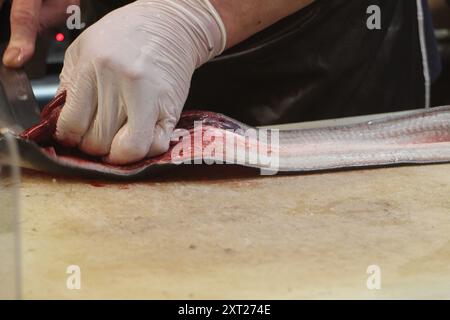 Kochszene mit japanischer Küche (Aal Bowl) in Tokio, Japan Stockfoto