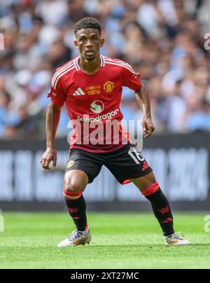 London, Großbritannien. August 2024. August 2024 - Manchester City gegen Manchester United - Community Shield - Wembley Stadium. Amad Diallo von Manchester United in Aktion. Bildnachweis: Mark Pain/Alamy Live News Stockfoto