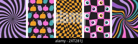 Halloween groovige Poster Set Vektor Illustration isoliert Stock Vektor